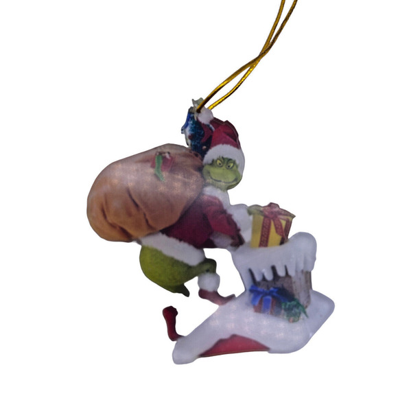 The Grinch Christmas Ornament Santa Going down the Chimney NEW 3" x 2" - Picture 1 of 8